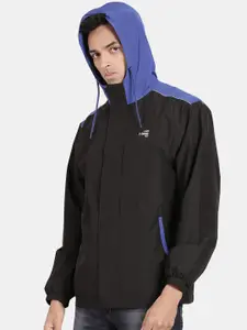 t-base Men Blue Solid Ribstop Waterproof Rainwear Jacket