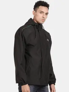 t-base Men Black Solid Waterproof Rain Jacket