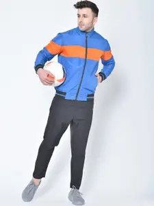 Chkokko Men Blue & Orange Solid Track Suit