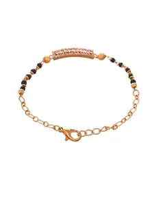 Shoshaa Women Gold-Plated Black & White Brass Bracelet