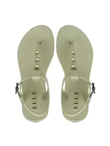 ELLE Women Green T-Strap Flats
