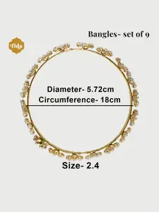 Fida Set Of 9 Gold-Plated Stone Studded Bangles