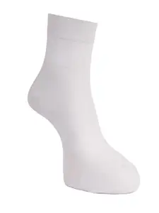 Dollar Socks Men Pack Of 3 White Solid Cotton Above Ankle-Length Socks