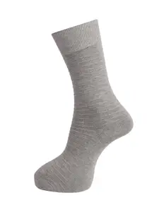 Dollar Socks Men Pack Of 3 Grey Striped Cotton Above Ankle-Length Socks