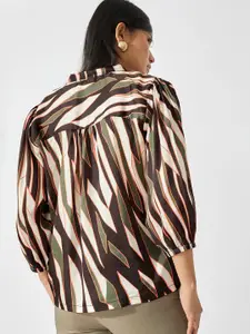 The Label Life Black Abstract Print Satin Shirt Style Top