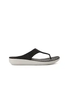 Bata comfit Women Black T-Strap Flats