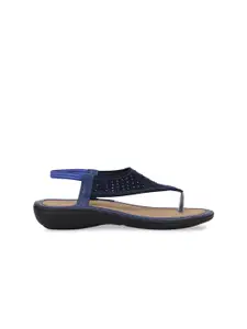 Bata Women Blue T-Strap Flats
