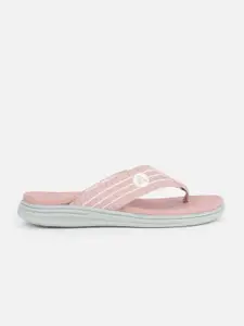 Aqualite Women Grey & Pink Rubber Thong Flip-Flops
