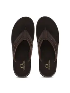 Carlton London Men Brown & Black Synthetic Comfort Sandals