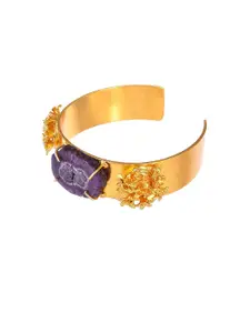 Silvermerc Designs Women Gold-Toned & Purple Brass Enamelled Silver-Plated Kada Bracelet