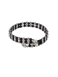 Silvermerc Designs Women Silver-Toned & Black Brass Antique Silver-Plated Cuff Bracelet