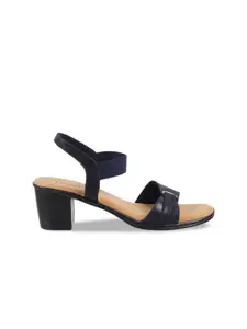 Mochi Blue Textured Block Sandals
