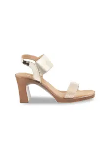 Mochi Gold-Toned Block Sandals