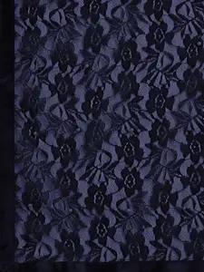 Sangria Navy Blue Embellished Beads and Stones Lace Saree