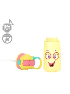 Rabitat Girls Pink & Yellow Printed Snap Lock Sipper Bottle