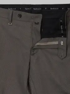 Van Heusen Men Grey Textured Slim Fit Trousers