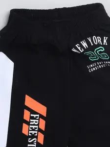 Nottie Planet Boys Sea Green & Navy Blue Printed Pure Cotton T-shirt with Shorts