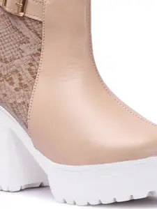 FASHIMO Women Cream Colored Solid Mid Top Regular Boots