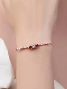 MINUTIAE Women Rose Gold Brass Crystals Handcrafted Rose Gold-Plated Link Bracelet