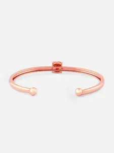 MINUTIAE Women Rose Gold-Plated Red Brass Crystals Cuff Bracelet