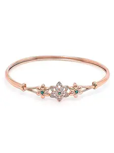 I Jewels Women Green & Rose Gold-Plated Wraparound Bracelet