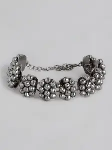 I Jewels Women Brass Silver-Plated Wraparound Bracelet