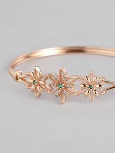I Jewels Women Green & Rose Gold-Plated Wraparound Bracelet