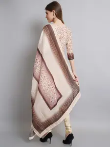 Stylee LIFESTYLE Cream-Coloured & Black Embroidered Unstitched Dress Material