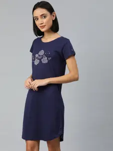 Van Heusen Printed Round Neck Short Sleeves Lounge T-shirt Style Nightdress