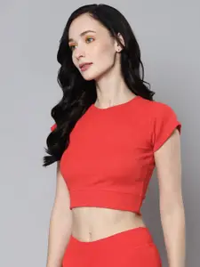 SASSAFRAS Red Solid Crop Top