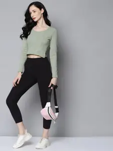 SASSAFRAS Green Solid Crop Top