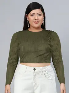 SASSAFRAS Olive Green Back Cut Out Crop Top