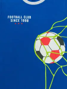 Todd N Teen Boys Blue & Yellow Set Of 2 Printed Cotton T-shirt with Shorts