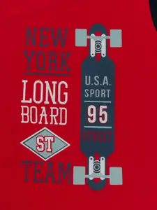 Todd N Teen Boys Pack of 2 Red & Black Printed Cotton T-shirt with Trousers