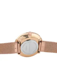 French Connection Women Rose Gold-Toned Dial & Rose Gold Toned Stainless Steel Bracelet Style Straps Watch