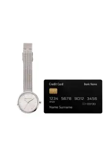 French Connection Women Silver-Toned Dial & Silver Toned Stainless Steel Bracelet Style Straps Digital Watch