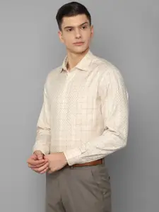 Louis Philippe Permapress Men Yellow Checked Wrinkle Free Formal Shirt