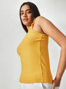 The Label Life Yellow Ruffle Strap Tank Top
