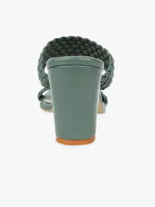 Glitzy Galz Green Block Heels