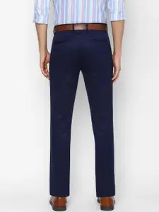 Louis Philippe Sport Men Navy Blue Checked Slim Fit Trousers