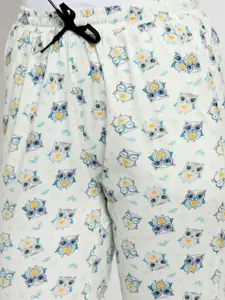 Boston Club Women Yellow & Blue Printed Pure Cotton Lounge Pant