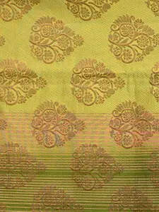 KAJREE Olive Green & Gold-Toned Ethnic Motifs Silk Blend Saree