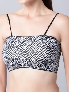 PrettyCat Black & White Bralette Bra Lightly Padded