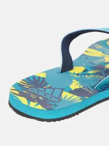 ADIDAS Women Green & Navy Blue Tropical Printed Sliders