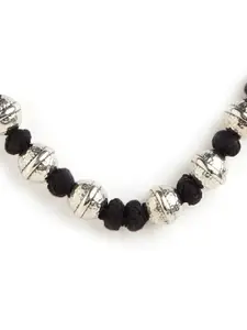 Binnis Wardrobe Silver-Toned & Black German Silver Silver-Plated Necklace