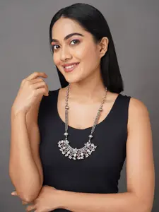 Binnis Wardrobe Silver-Toned & Pink German Silver Silver-Plated Necklace