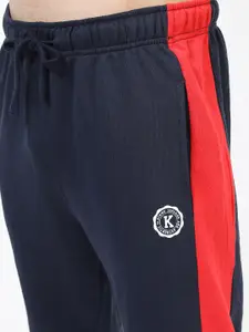 KETCH Men Navy Blue & Red Typography Printed Track Pants