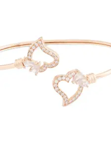 AMI Women Rose Gold & White Brass Cubic Zirconia Rose Gold-Plated Kada Bracelet