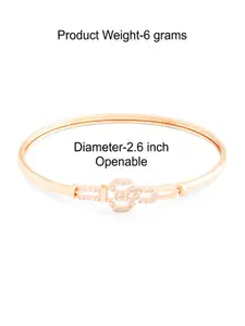 AMI Women & Silver-Toned Brass Cubic Zirconia Rose Gold-Plated Kada Bracelet