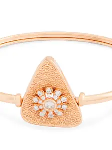 AMI Women Rose Gold Brass Cubic Zirconia Rose Gold-Plated Kada Bracelet
